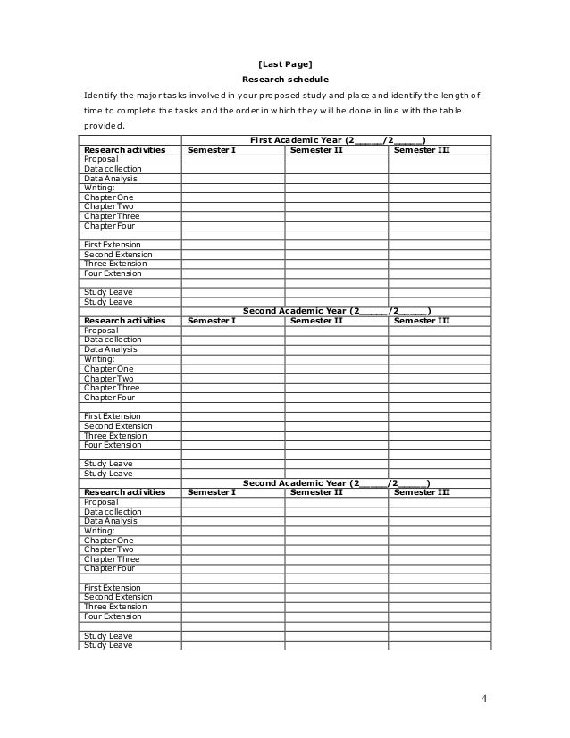 Dissertation timetable proposal