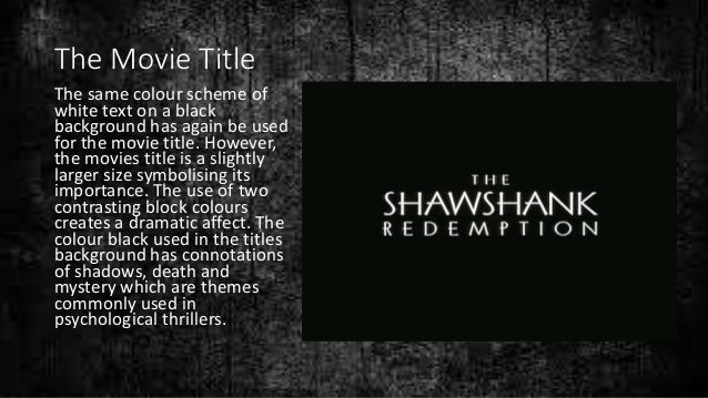 Shawshank redemption film techniques essay