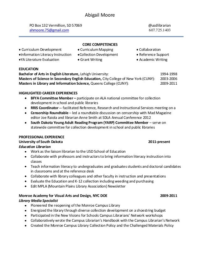 Resume librarian template