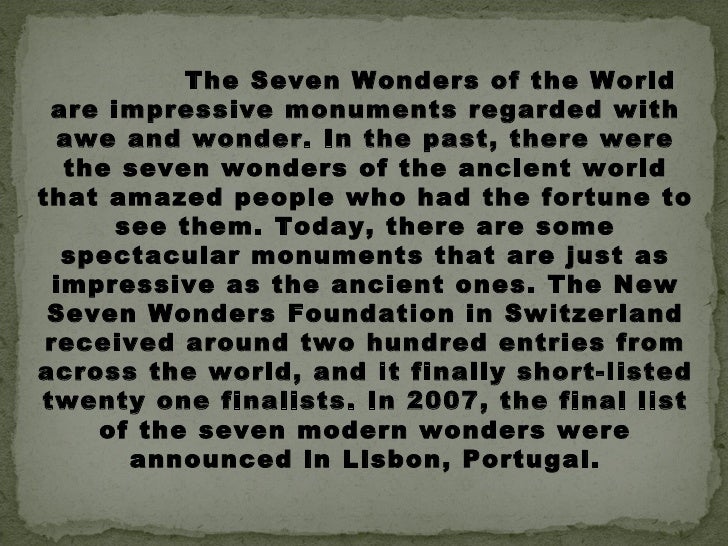Essay on 7 wonders of the world