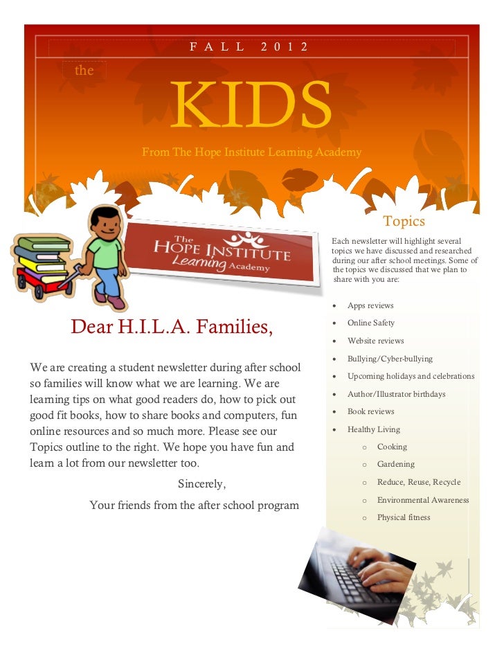 HILA After School Program Newsletter