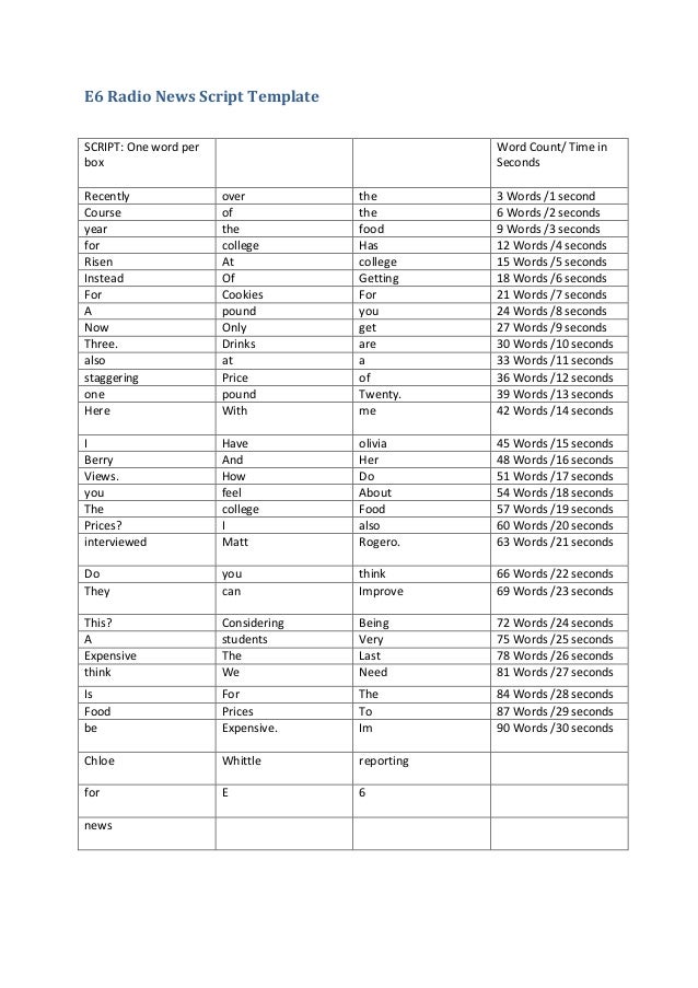 radio script template news script template college food prices radio script template news script template college food prices