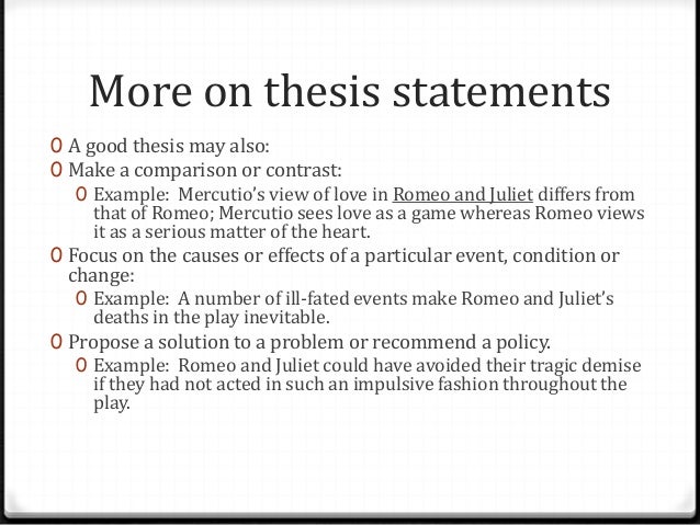 Good thesis statements for romeo and juliet