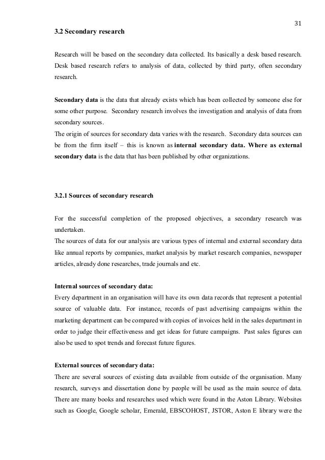 Dissertation secondary data analysis