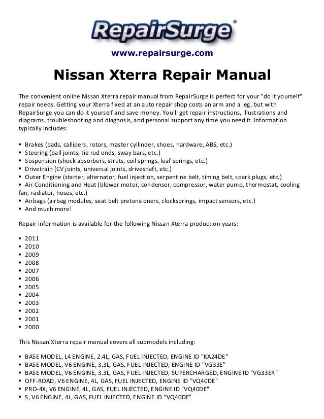 2004 Nissan xterra owners manual online #7
