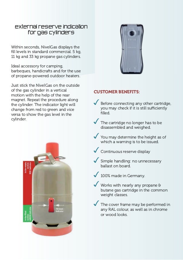 Nivelgas level indicator for LPG gas bottles and cylinders
