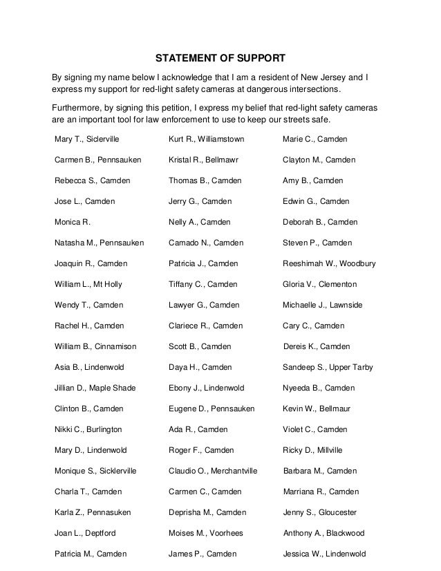 New Jersey Petition Signatures