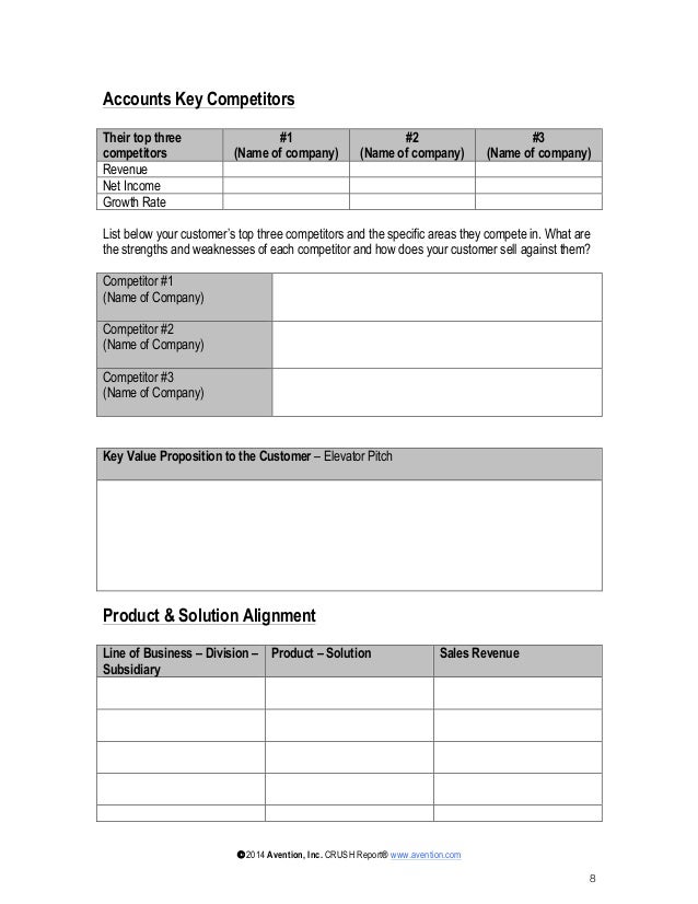 Account Plan Template Sample SALES TRIGGER EVENTS; 8.
