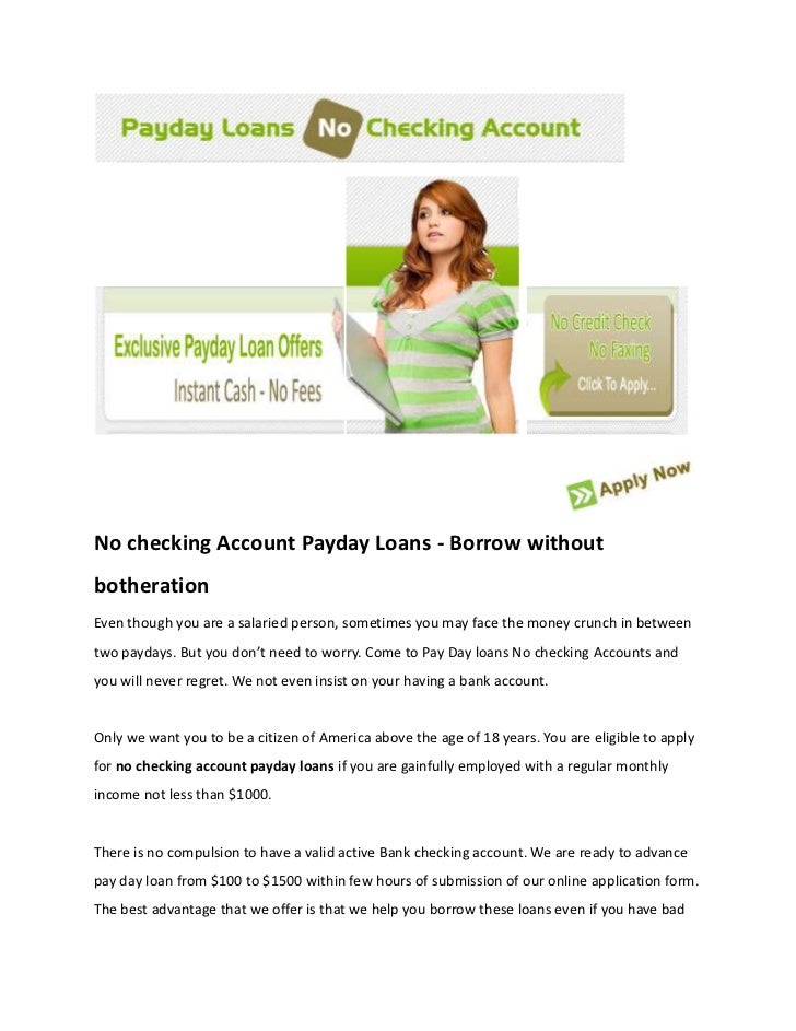 loans without a checking account