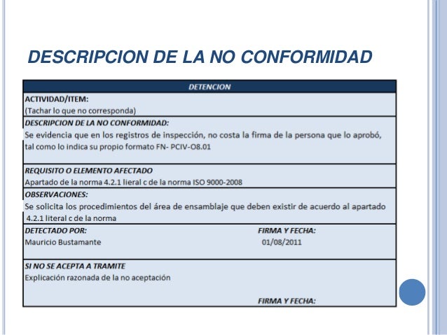 No conformidades