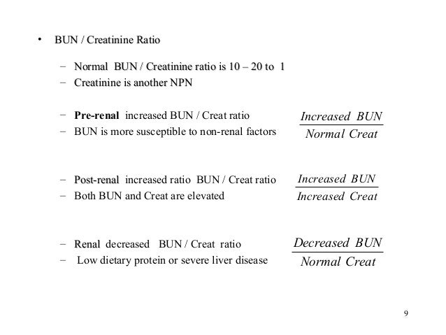 Bun Creatinine Ratio Chart