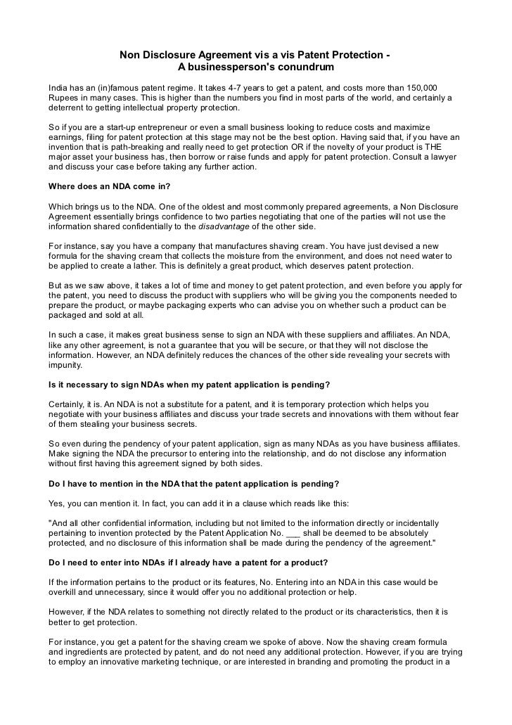 patent non disclosure agreement template non disclosure agreement patent protection patent non disclosure agreement template non disclosure agreement patent protection