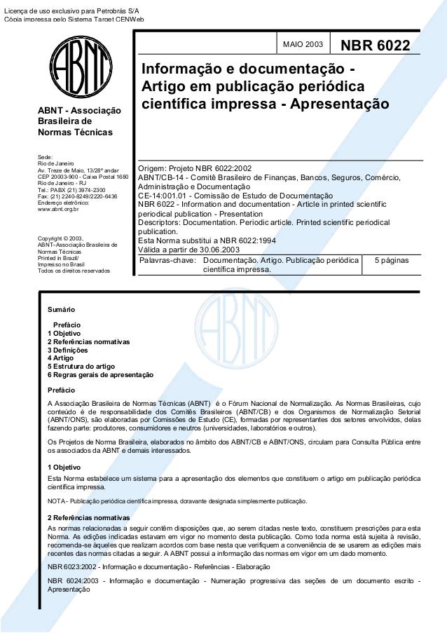 Normas da abnt artigo