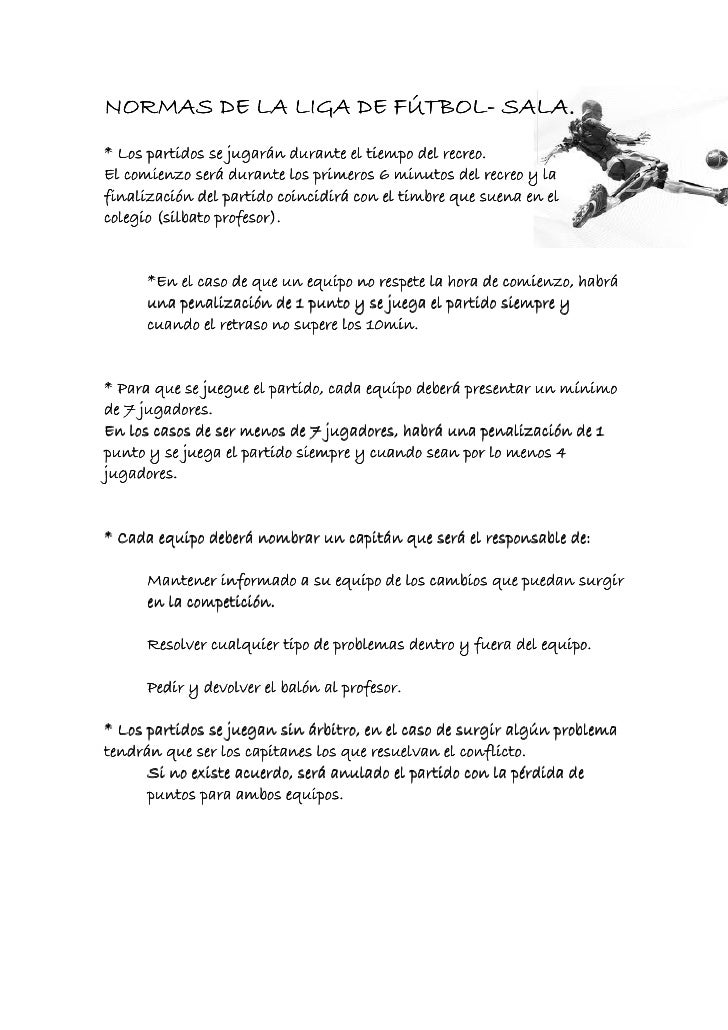 FUTBOL SALA NORMAS futbol sala normas: