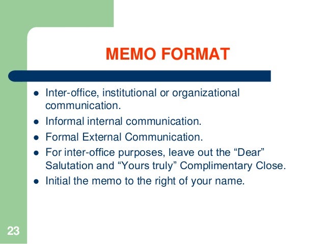 Back panel heading examples of interoffice communication