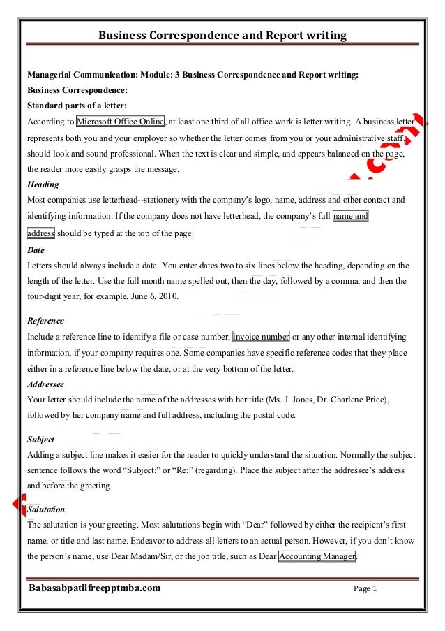 Business report writing format for students