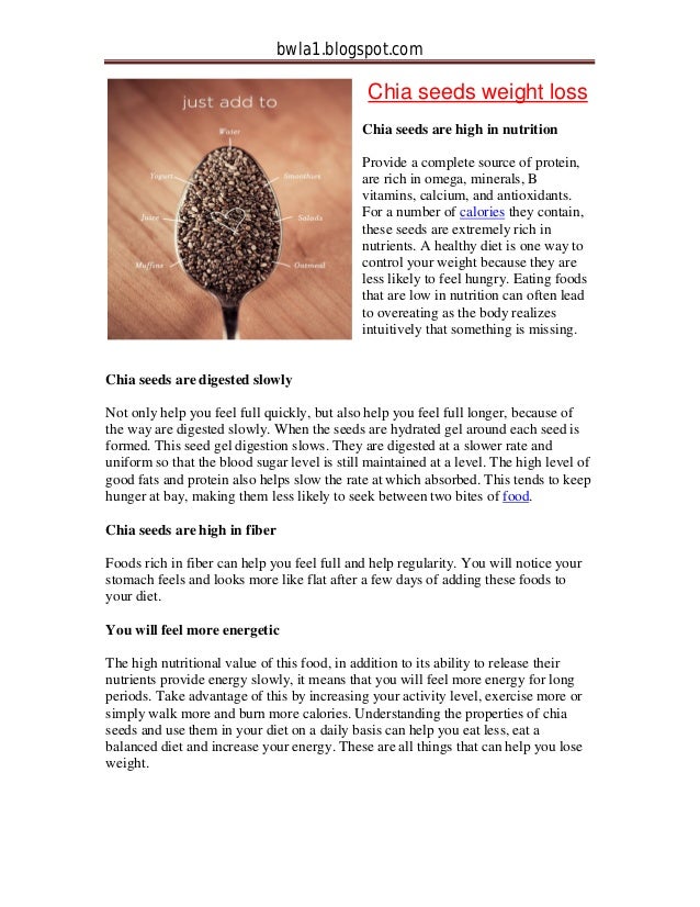Chia Seeds Weight Loss Blog
