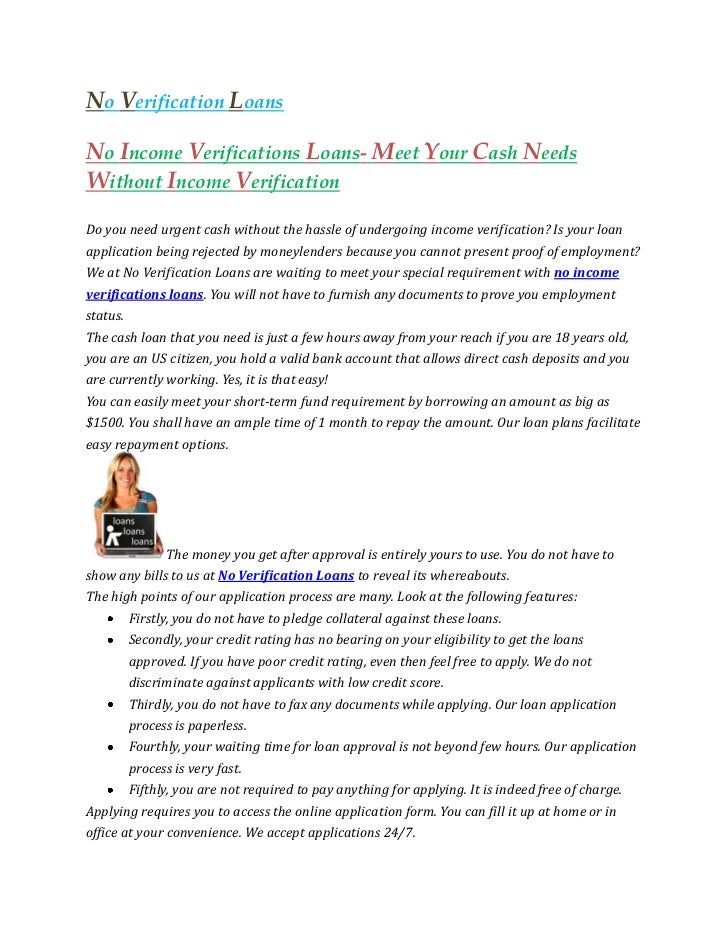 No income verifications loans- Meet your cash needs without income ve…