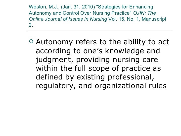 Concept Of Autonomy In Nursing
