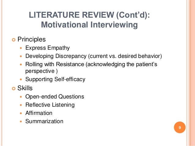 literature review of motivational interviewing literature review of motivational interviewing