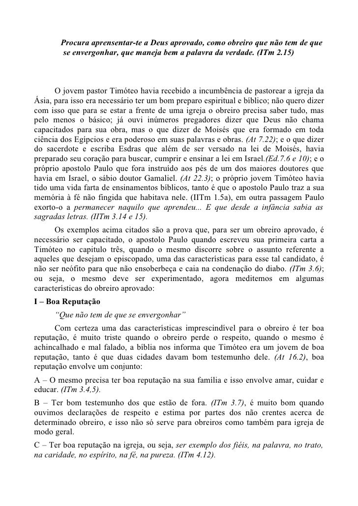 Procura se apresentar como obreiro aprovado