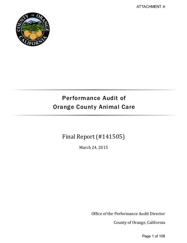 orange county pound ocac audit of orange county animal care shelter march 2015 orange county pound ocac audit of orange county animal care shelter march 2015