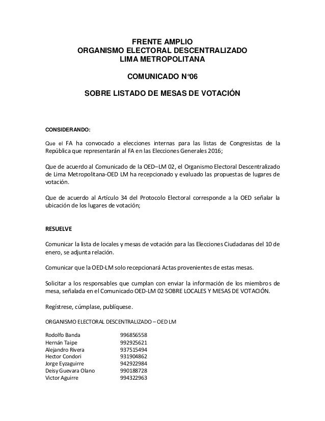 LISTADO CENTROS DE VOTACION listado centros de votacion: