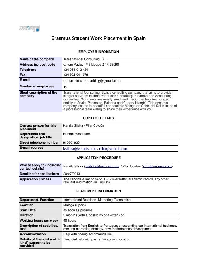 student placement letters