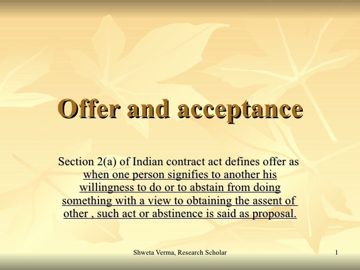 Offer and acceptance ppt