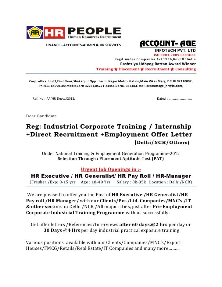 appointment letter format delhi offer letter hr appointment letter format delhi offer letter hr