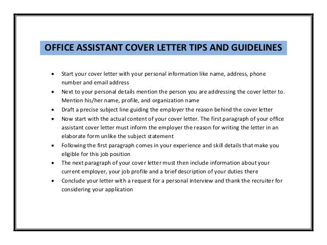 Free sample cover letter for office assistant