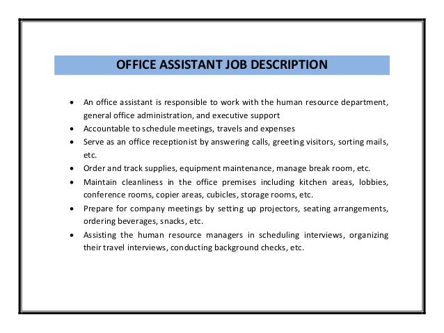 office assistant job description resume