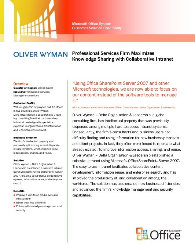 Oliver wyman case_study