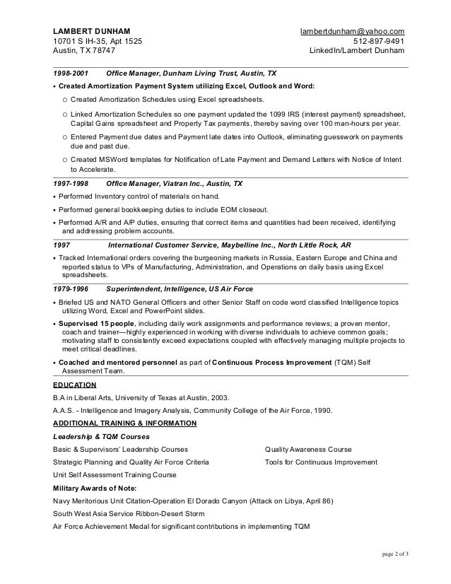 executive manager resumes