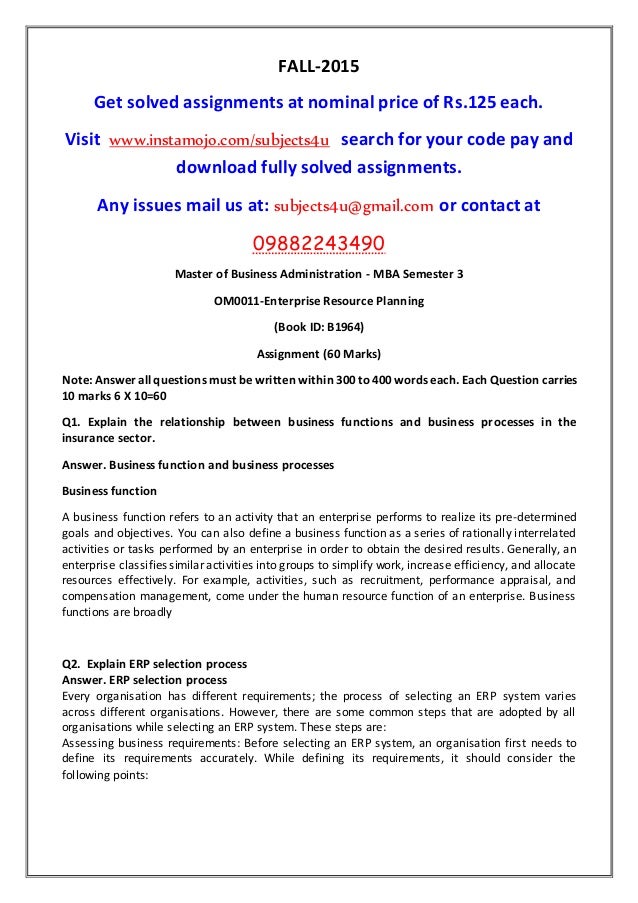 om 0011 enterprise resource planning 2) master of business (enterprise resource planning systems) program objectives this course is designed to focus on the issues related to the implementation and management of erp systems. om 0011 enterprise resource planning 2) master of business (enterprise resource planning systems) program objectives this course is designed to focus on the issues related to the implementation and management of erp systems.