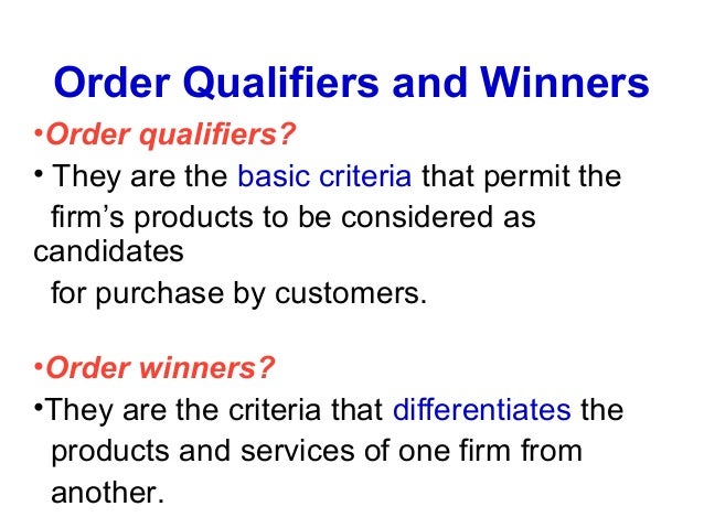 Order qualifiers and order winners for toyota essay image