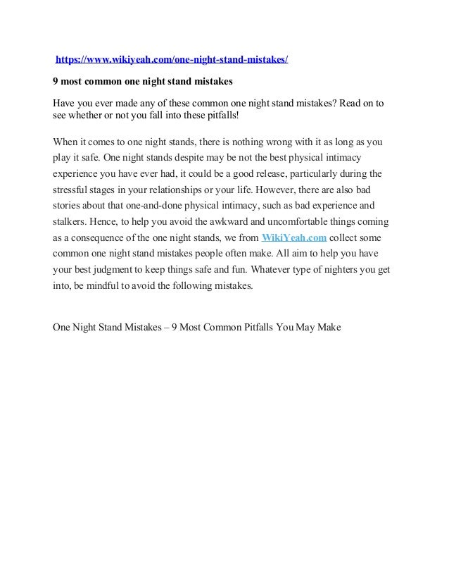 9 most common one night stand mistakes