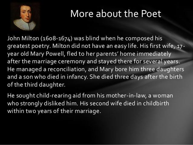 John Milton sonnet xix summary John Milton sonnet xix summary