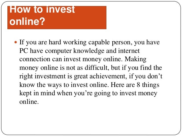 Online money investment