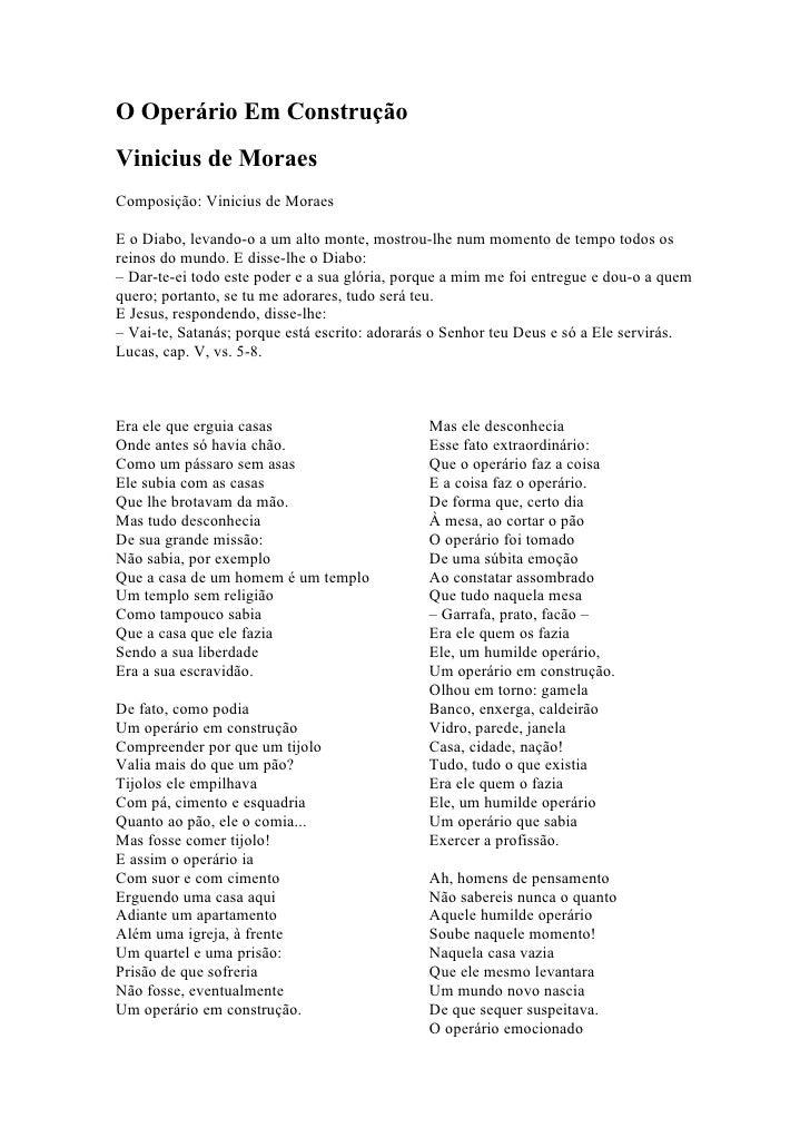 Encontre O Poema O Operário Em Construção