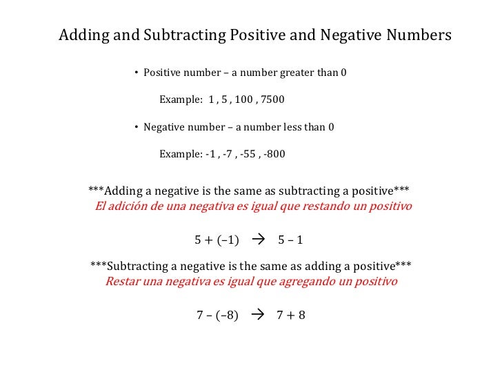 Operations with signed numbers