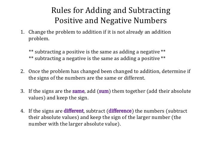Operations with signed numbers