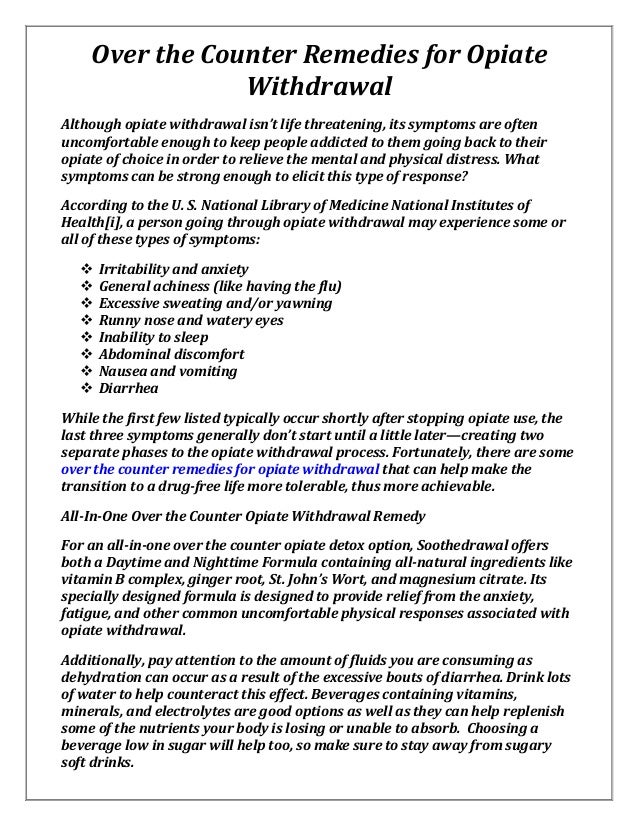 over the counter oxycodone withdrawal