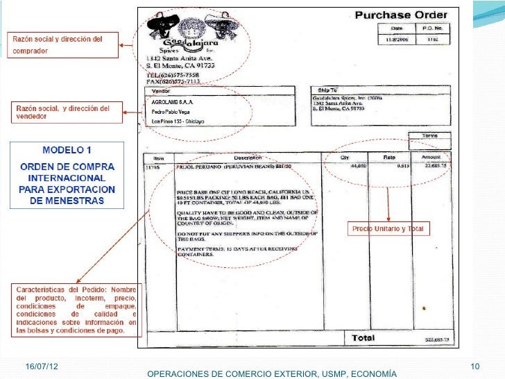 Orden de compra y nota de pedido