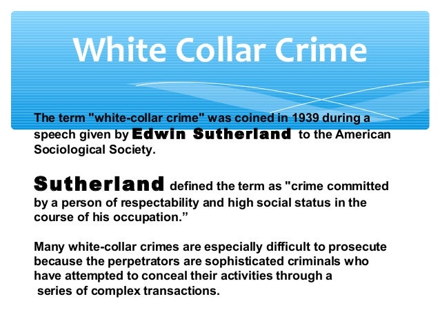 Research papers on white collar crime