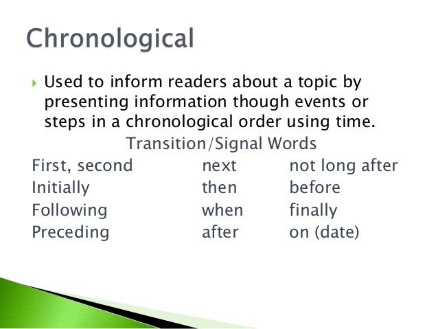 organizational text patterns part 2 chronological words