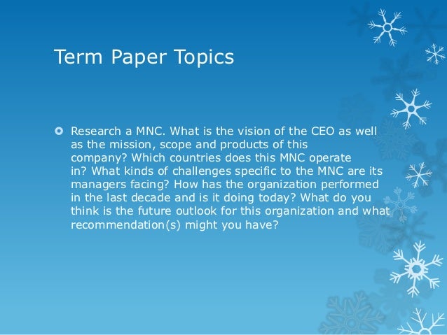 Current research topics in international business