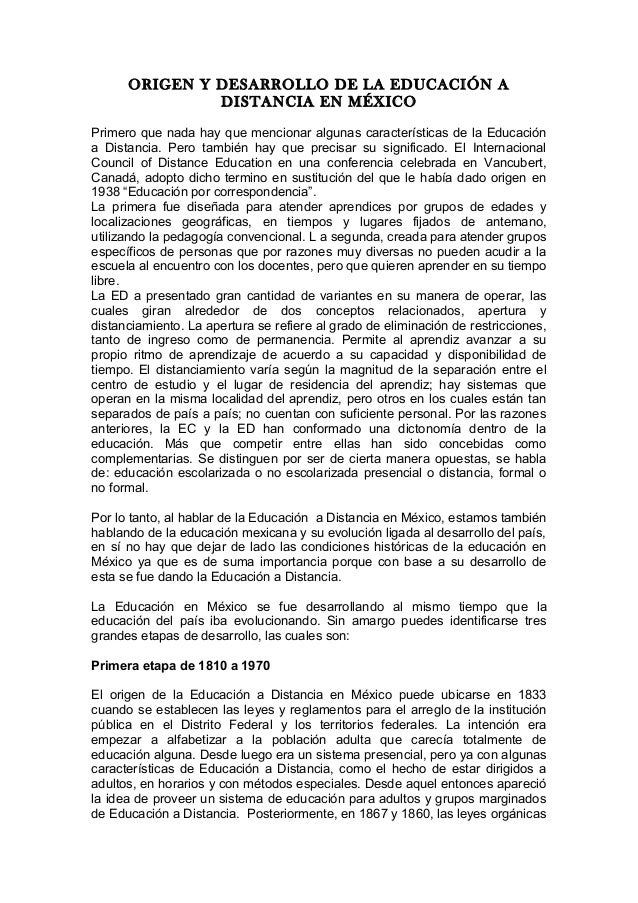 LA EDUCACION A DISTANCIA EN MEXICO la educacion a distancia en mexico: