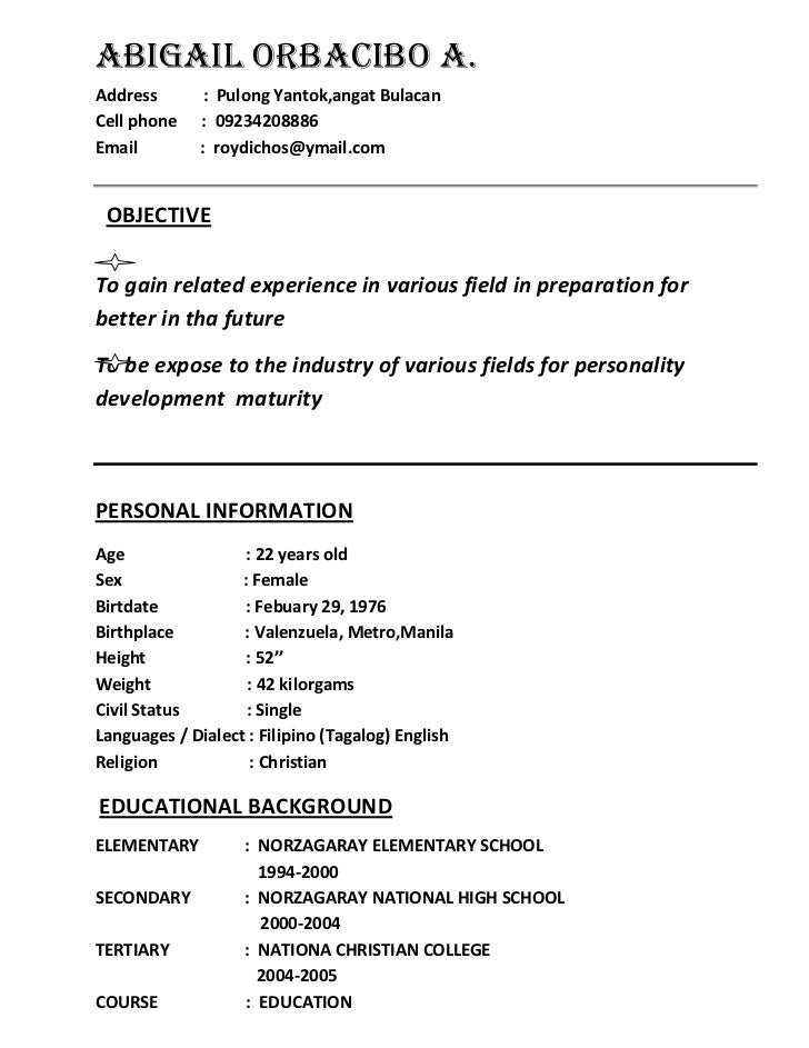 original resume
