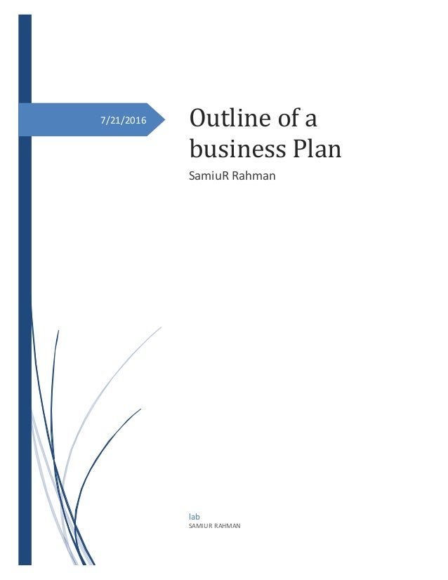 an outline of the business plan an outline of the business plan